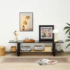 Bamboo TV Stand for TVs up to 65", Accent Entertainment Center with Storage, Media Console Table with Shelf, Modern TV Stand for Living Room, Bedroom, 54.3"(L), Black - color: Black