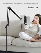 BluuSuuk Tablet Floor Stand with Double Weight Base, Overhead Bed Phone Mount Height Adjustable Arm Stretchable Stand Holder, Compatible with iPad Mini Air Pro, Galaxy Tab, Kindle, Switch, Cell Phones