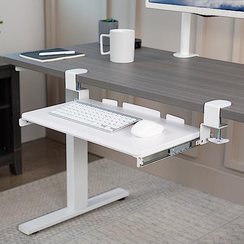VIVO Small Keyboard Tray, Under Desk Pull Out with Extra Sturdy C Clamp Mount System, 20 (26 Including Clamps) x 11 inch Slide-Out Computer Platform Drawer, White, MOUNT-KB05ES-W - color: White, size: 20 inch
