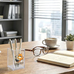 Tap Tap Fake Typing So They Think I'M Busy Acrylic Organizer Pencil Pen Holder, Cute Cat Office Desk Accessories Holder for Women HR Coworker Friend, Sarcastic Gifts for Coworker Accountant - style: Tap Tap