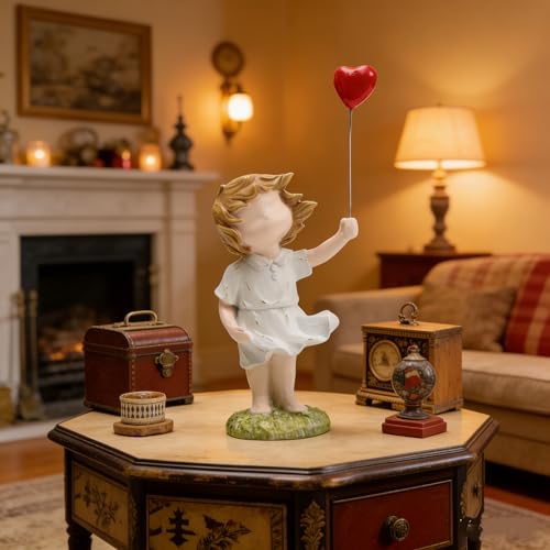 Banksy Street Graffiti Art Statue,Love Balloon Girl Room Decor,Resin Ornaments,Living Room Dining Desk Decorations,Bookshelf Decorative Objects(Color) - color: Love Balloon Girl-color