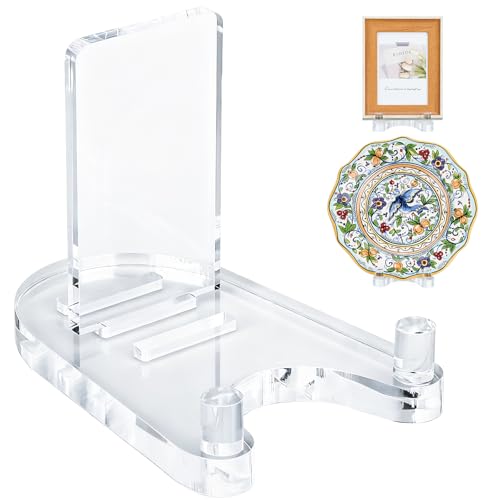Acrylic Easel Display，Plate Stand for Display，Adjustable Clear Display Holder for 7" to 12" Platter, Book, Card, Frame, Picture, Artwork, Plaque ( Large-1pc 7"-12") - size: Large-1pc(7"-12")