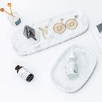 JIMEI Marble Vanity Tray 7‘’ Decorative Tray Oval Storage Organizer Mini Bathroom Kitchen Dresser Jewelry Dish Ring Holder for Counter, Vanity, Dresser, nightstand or Desk