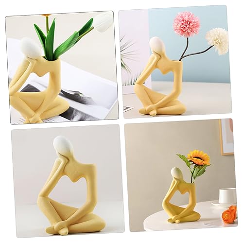 PRETYZOOM Minimalist Abstract Thinker Vase Ceramic Flower Pot for Home Decor Tabletop Decoration Modern Living Room and Office
