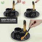 Palo Santo Sticks Holder, Multi-Purpose Handmade Ceramic Incense Burner for Palo Santo Incense Sticks, Sage Holder for Burning, Ash Catcher Tray for Meditation Yoga Room (Black) - color: Black