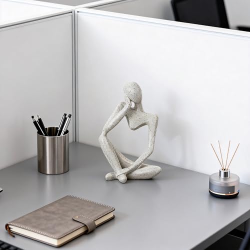 Thinker Statue Decor - Handcrafted Sandstone Abstract Sculpture for Desk, Coffee Table & Bookshelf Modern Office Decor, Artistic Home Accent for Interior Design Lovers & Art Collectors