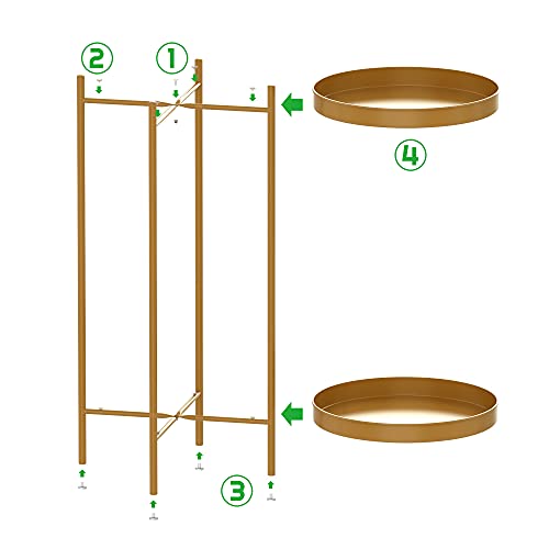 OVICAR Plant Stand Indoor Outdoor - Flower Pot Holder Metal Plant Rack Organizer, 2 Tiers Tall Plant Display Storage Shelf Table For Home Garden Patio Bathroom Office Living Room Balcony Corner (gold) - color: Gold
