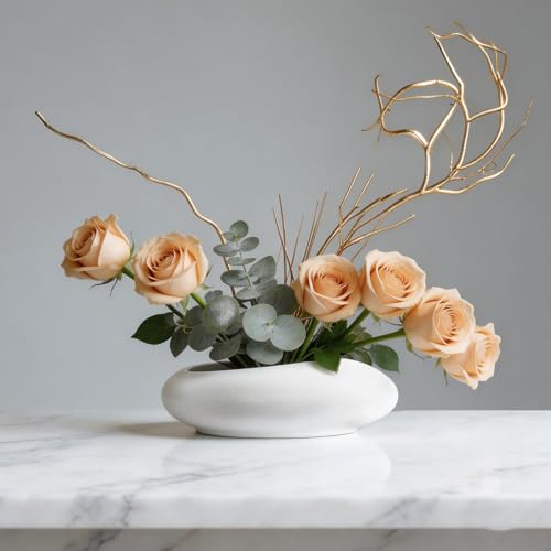 Flower Frog Vase Kit, Ikebana Floral Arrangement, Ceramic Water Drop Pot Flower Arrangement Vase Kit (White Large Size) - color: White Large Size