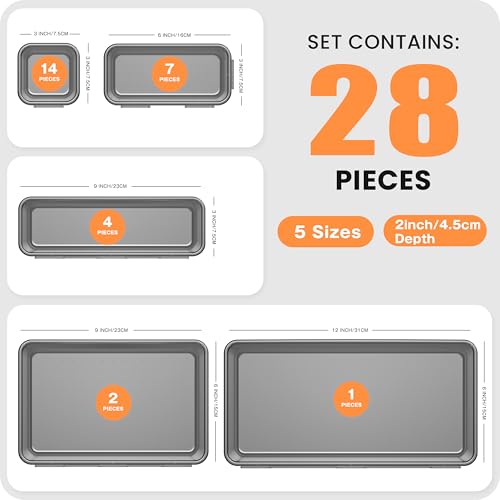 A-LuGei 【Military Grade】 Drawer Organizer, 【𝟱𝗦𝗶𝘇𝗲】 Clear Makeup organizer, 【Holds 177 Items】 Bathroom Organizers and Storage, Plastic Desk Organizer Divider, Organizer Bins for Office Vanity - color: Clear Black