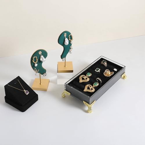 GemeShou velvet slots Ring holder for jewelry organizer, Earring ring display stand for selling, felt ring jewelry holder tray showcase【Velvet slots Ring Holder-Black】 - color: Black