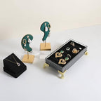 GemeShou velvet slots Ring holder for jewelry organizer, Earring ring display stand for selling, felt ring jewelry holder tray showcase【Velvet slots Ring Holder-Black】 - color: Black