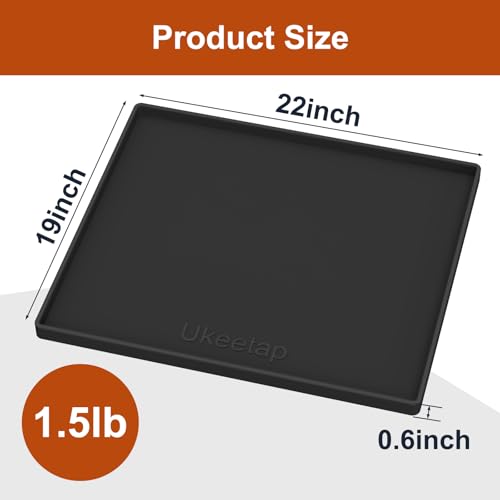 ukeetap Extra Thick Silicone Mat Waterproof with Raised Edge 22" x 19", Under Sink Mat for Kitchen & Bathroom, Kitchen Cabinet Liner, Multi-Purpose for Storage & Protection, Black - color: Black, size: 22" x 19"