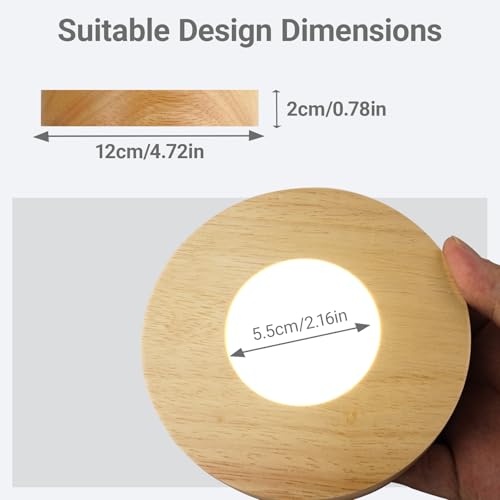 Wood LED Light Base - Crystal Display Base for Glass Art/Acrylic, 3 Light Modes with 10-Level Dimming & Auto Timer (Yellow, 4.7inch) - color: Yellow, size: 4.7inch