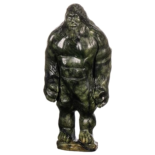 Nupuyai Natural Green Jade Gorillas Statue for Home Office Decor, Healing Carved Stone Ape Figurine Collectible Sculpture for Reiki Healing Meditation - size: 6.1-6.29''