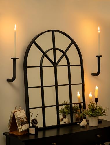 Iron Black Modern Wall Decor: Metal Minimalist Art Taper Wall Candle Holder - Modern Hanging Candle Sconces Decor for Narrow Hallway Fireplace Livingroom Bedroom - size: 7.5in+7.5in