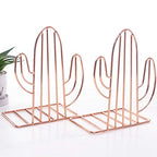 Creative Minimalist Style Bookends Metal Adjustable Books Holder Stand Book Rack Desk Bookend - Cactus, Rose Gold - color: Cactus, Rose Gold