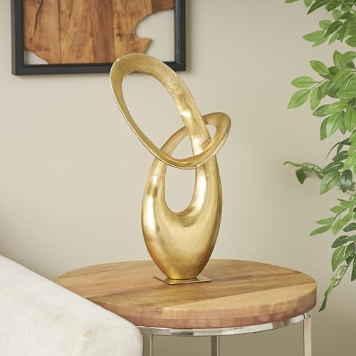 Deco 79 Aluminum Metal Abstract Decorative Sculpture Home Decor Statue, Accent Figurine 10" x 5" x 17", Gold - color: Gold, size: 10" x 5" x 17"