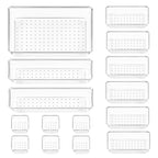 Vtopmart 15 PCS Clear Plastic Drawer Organizers Set, 4-Size Versatile Bathroom and Vanity Organizer Trays, Non-Slip Storage Containers for Makeup, Jewelries, Bedroom，Kitchen Utensils and Office - style: 15 PCS