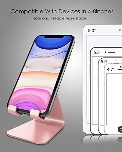 CreaDream Cell Phone Stand, Cradle, Holder, Aluminum Desktop Stand Compatible with Switch, All Smart Phone, iPhone 15 14 13 12 Pro Max Plus Mini Xr X Se 8 SE -Rose Gold - color: Rose Gold