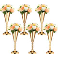 Potchen 6 Pcs Flower Trumpet Gold Vase Tabletop Centerpiece Gold Tall Flower Vases Bulk Wedding Table Decorative Centerpiece Table Decorations Arrangements for Floral Party Anniversary Birthday(M) - size: Medium