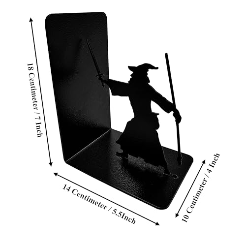 Decorative Bookends - Metal Book Ends - Black Finish - Wizard bookends Magical Bookends - 7" Tall bookends Heavy Bookends for Shelves - size: 7 x 5.5 x 4 inches | 1.8 pounds