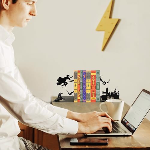 Black Magic Book Stopper - Decorative Bookends for Bookshelf - Unique Gifts for Family Friends Kids, Study Room Home Office Decor