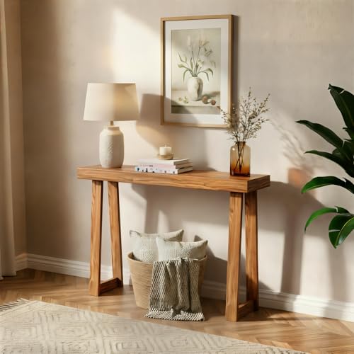 Plank+Beam Solid Wood Console Table, 36 Inch, Sofa Table, Narrow Entryway Table for Hallway, Behind The Couch, Living Room, Foyer, Easy Assembly, Pecan - color: Pecan, size: 36" Console Table