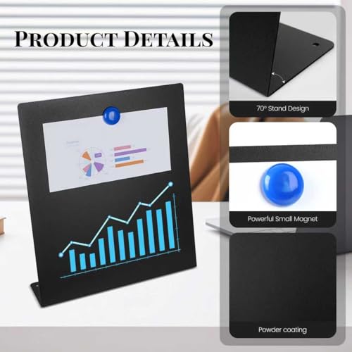 2 Pack Magnetic Board,Magnet Board,Metal Magnetic Bulletin Board,Magnet Display Stand for Home, School, Kitchen, Office (Black) - color: Black