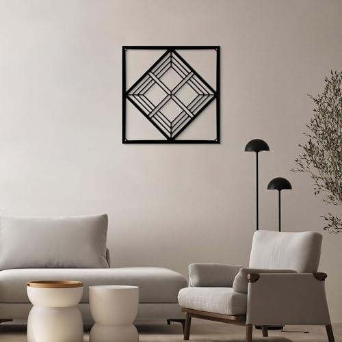 GlintHome Black Metal Wall Art - Geometry Minimalist 3D Textured Abstract Sculptures Wall Art for Living Room Office Garden Bedroom Bathroom Home Decor - color: Black-009, size: Small