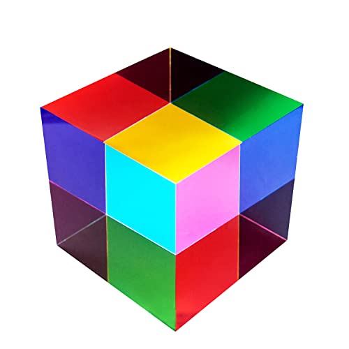 CMY Color Cube, 2.0 inch (50mm) Acrylic Mixing Color Cube Prism for Physics Education Desktop Decoration Scientific Toys,Gifts for Kids - size: 50mm