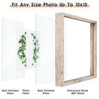 MUYE 10x10 Floating Frame Distressed Beige White Wood Pattern,Double Glass Square Picture Frame Display Any Size Photo up to 10x10,Wall Mount or Tabletop,2 Pack - color: Beige, size: 10x10