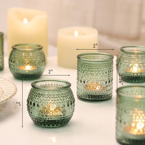 16 Pcs Green Candle Holder for Wedding Table Decor-Green Votive Candle Holders for Rustic Wedding Centerpieces, Bridal Shower Decor, Tea Party Decorations - color: Green