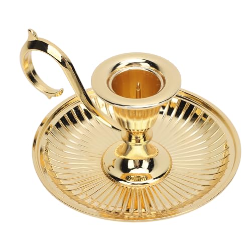 Vintage Candle Holder, Elegant zinc Alloy Taper Candle Stick Stand with Large Curved Handle for Dinner Table Decor and Wedding Parties Gold - color: Gold