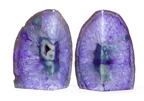 Purple Agate Geode Bookend (2-3.5 lb) - Natural Stone Bookend for Holding Books, iPads, and Kindles - color: Purple, size: 2 - 3.5 lb