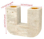 Spiretro Elegant U-Shape Marble Candle Holder for Taper Candles – Real Marble with Grayish-White and Brown Veining, Soft Pads for Surface Protection – 5.5” W x 4.5” H x 1.75” D