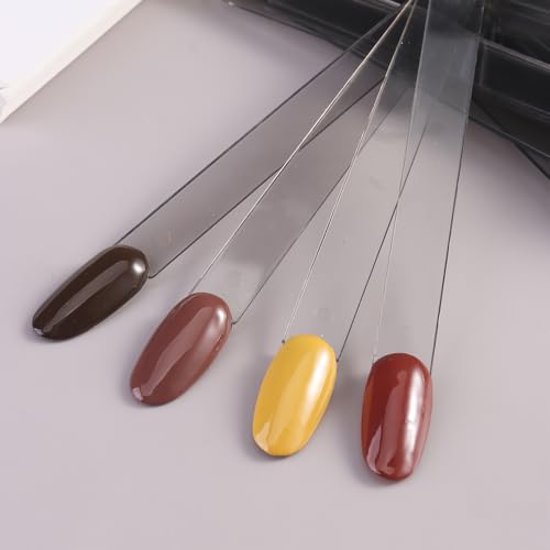 150 Pcs Nail Swatch Sticks with Ring, Transparent Black Oval Shape Nail Art Tips, Acrylic False Nail Sample Sticks for Gel Polish Displaying Colors and Training Nail Tools for Home or Salon Use - color: Transparent Black Oval