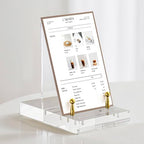 Acrylic Easel Display Stand, Clear Table Easel Picture Frame Holder with Adjustable Tilt, Perfect for Phones, Art, Weddings, Office & Home Décor, Gold-1P