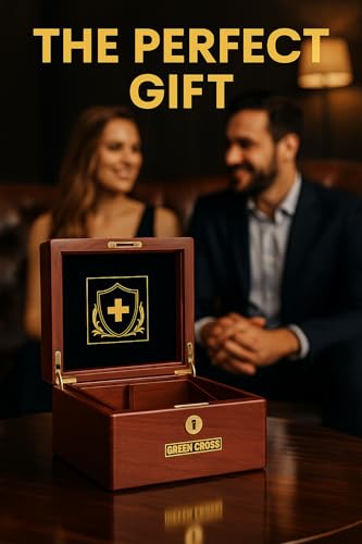 GREEN CROSS Acacia Wood Locking Valet Box – Luxury Organizer with Ceramic Tray | Premium Gift for Men | Handcrafted Wooden Keepsake Storage Box for Home or Office