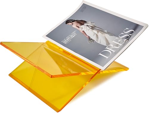 Honygebia Gold Acrylic Book Stands - Cross Frame Acrylic Book Holder, Open Bookstand for Display and Reading, Suitable for Art, Bible, Cookbook, Easel, Magazine, Textbooks 12.5" x 9.5" x 5.5" - color: Gold