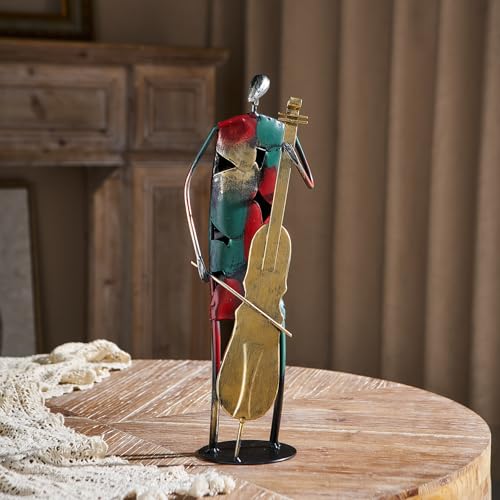 Modern Metal Musician Sculpture, Handmade Colorful Music Player Figurine, Abstract Iron Art Statue for Home Decor, Office Desk, Bookshelf, Living Room Decorations, Gift for Music Lovers (Cello) - color: Cello