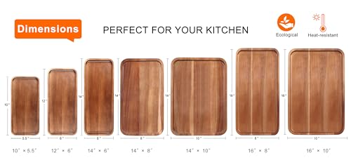Small Wooden Platters Rectangle Mini Charcuterie Boards Acacia Wood Serving Trays Home Decor Cheese Board Cake Appetizer Plates Kitchen Charcuterie Platter for Food Dish Dessert Snack Tray - size: 10" x 5.5" x 0.6"