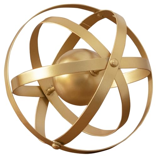 Metal Table Top Decor, 3D Metal Geometric Sculpture, Gold Abstract Sculpture for Home Decor, Table Decorations for Home, Decorative Sphere Art Decor - color: Gold C