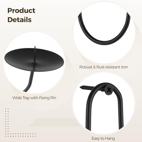 2 Pcs Wall Candle Sconce Holders, Double Armed Wall Hanging Candle Holders, Minimalist Black Iron Sconces for Fireplace, Living Room, Hallway