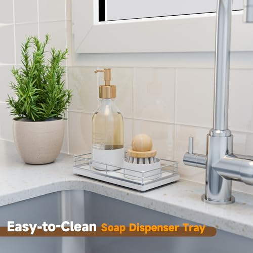 Bathroom Tray for Counter, Oak Wooden 7.5" L Vanity Tray for Jewelry Soap Cologne Organizer for Men Decorative Decor Silver - color: Silver, size: 7.5" x 3.9" x 1.5"