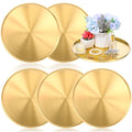 Molain 12 Inch Gold Tray, 6 Pcs Round Serving Stainless Steel Circle Platter Decorative Plate Coffee Table Makeup Organizer Dishes for Bar Display Food Kitchen Dessert Cart Bathroom Candle Display