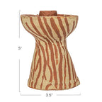 Creative Co-Op Round Decorative Hand-Painted Paper Mache Taper Holder, Brown and Beige