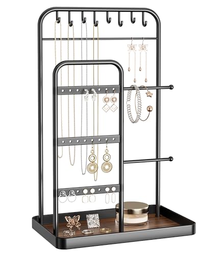 pickpiff Jewelry Holder Stand: Jewelry Display for Necklace, Bracelet, Earring, Ring, Black - color: Black