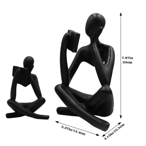 Gold Reading Women Statue, Thinker Sculptures, Abstract Art Ornament, Modern Aesthetic Figurine Decoration, Suitable for Home Living Room Bedroom Office Shelf Table Desk Bookshelf Decor (Black Right) - color: Black Right, size: Large