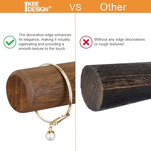 Ikee Design 2 Tier Wooden Jewelry Bracelet Watch Display Tower, Bangle Scrunchie Necklace Holder Storage Stand, 7.9 W x 4.3 D x 9.4 H in, Brown Color - color: Brown