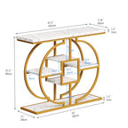 GiftGo Narrow Console Table for Entryway Industrial 4-Tier Sofa Table Behind Couch with Circle Base Rustic Wooden Accent Tables with Storage Shelves for Living Room, Hallway, Foyer (Gold and White) - color: Gold and White